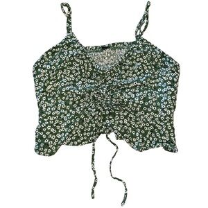 Large Green & White Floral Target Top